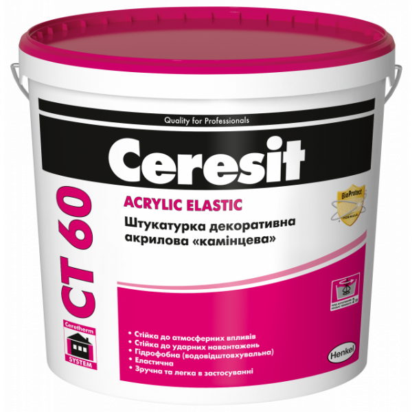 Штукатурка декоративная акриловая «камешковая» CERESIT CT 60 БАЗА В (1,5мм) 25кг