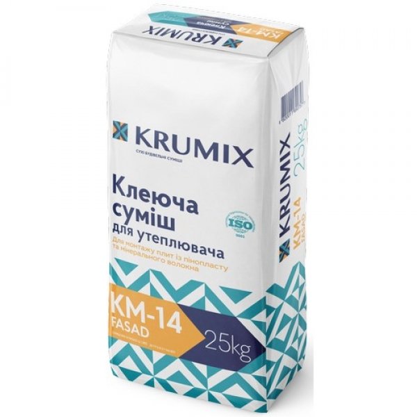 Смесь для приклеивания утеплителя KRUMIX КМ-14 FASAD 25 кг